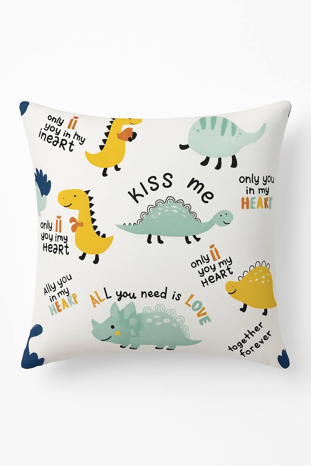 Cartoon-Style Cute Dinosaur Throw Pillow Cover