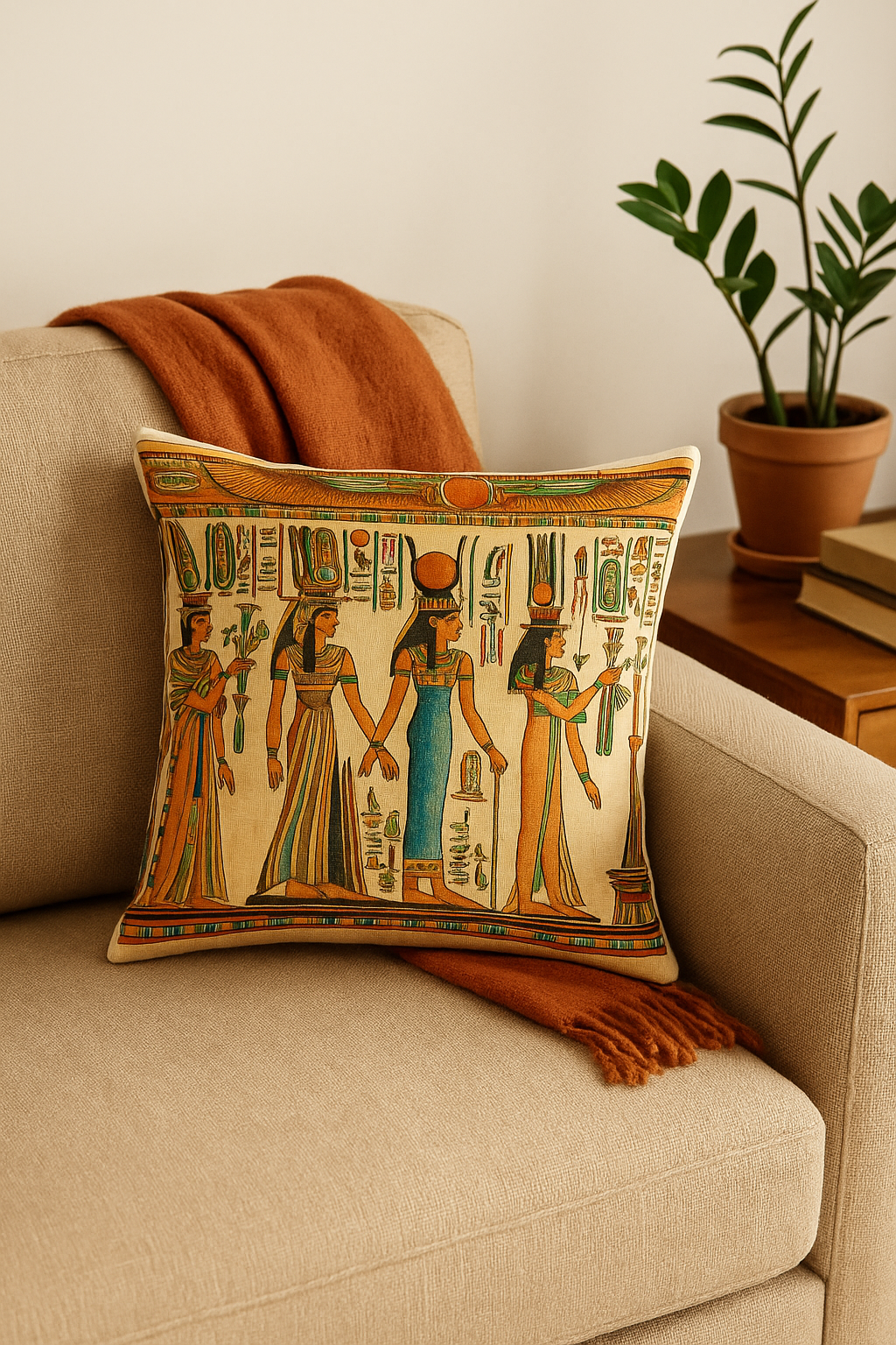 Egyptian-Inspired Throw Pillow Cover for Sofa & Living Room - view 2