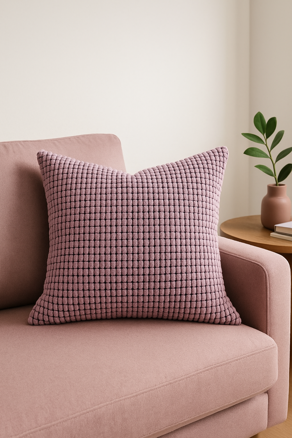 Solid Color Ribbed Velvet Throw Pillow Cover, Design 2 - view 2
