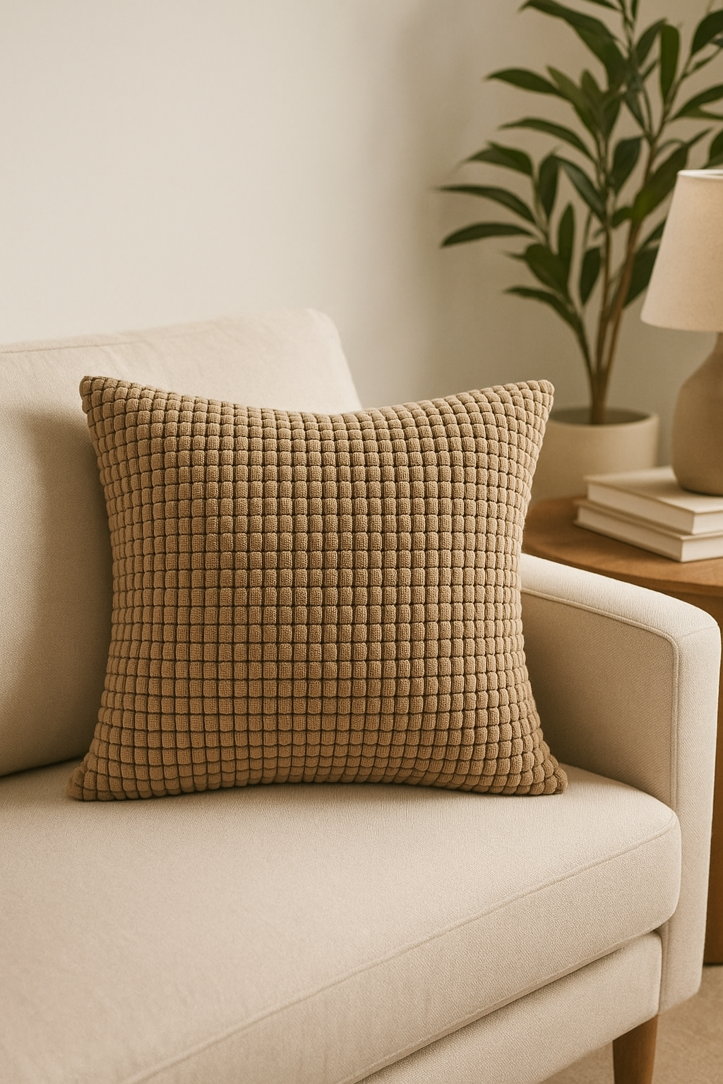 Big-Cord Corduroy Throw Pillow Cover for Sofa or Bed, Design 2 - view 2