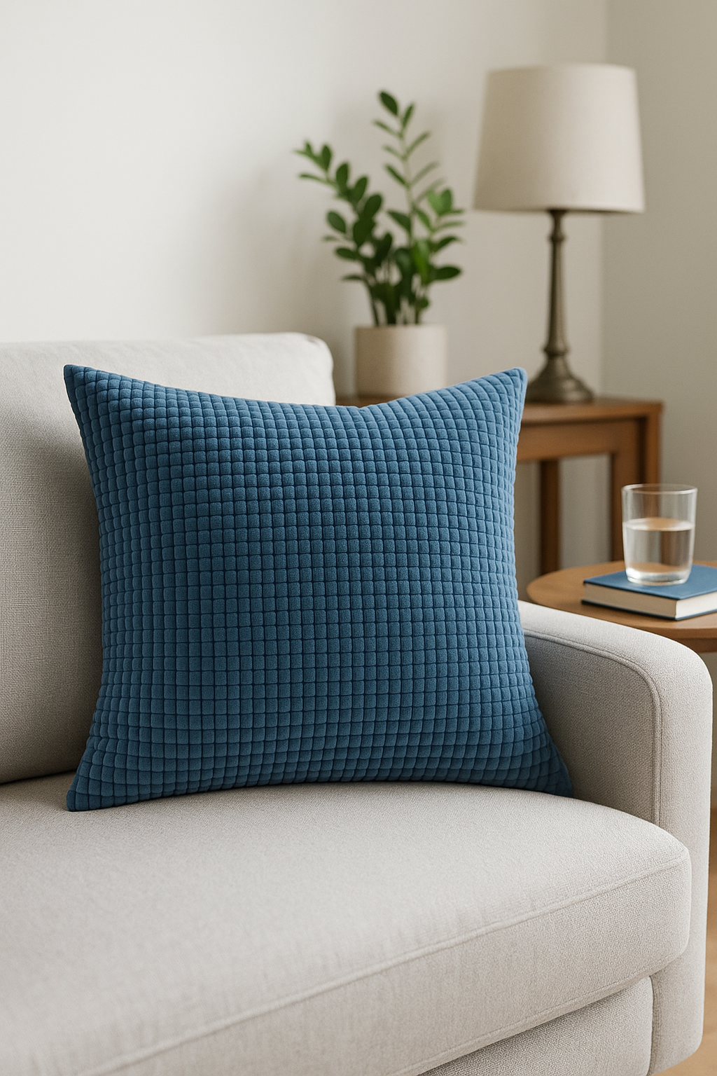Ribbed Velvet Throw Pillow Cover with Big Rib Texture - view 2