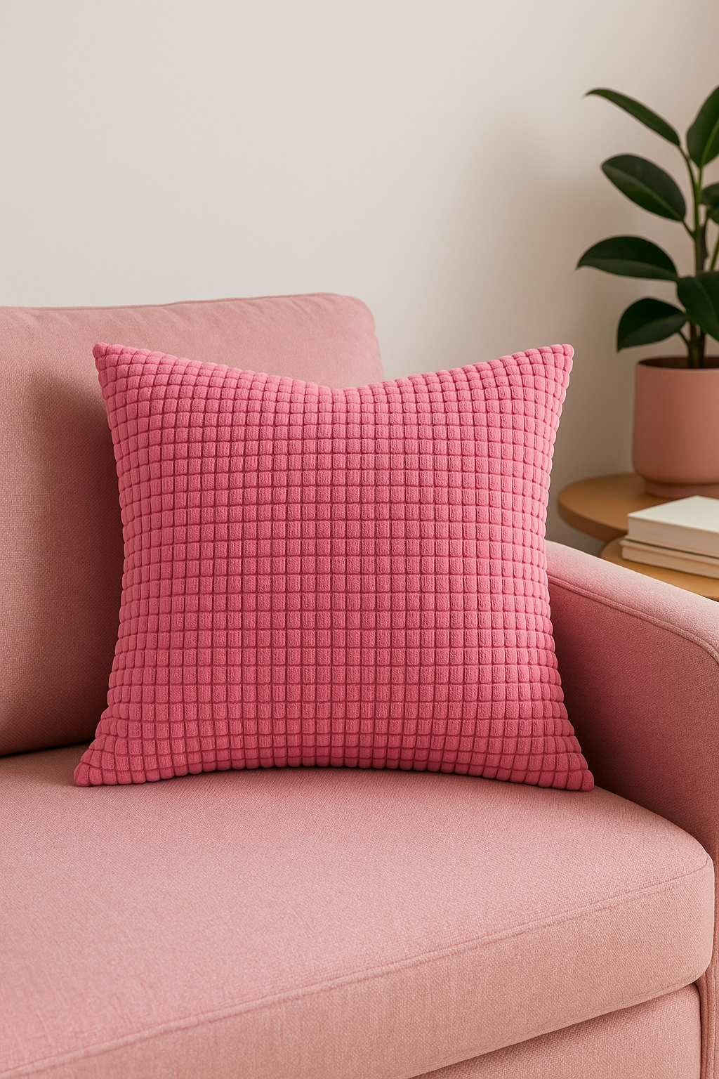 Throw pillow cover in decorative corn grain ribbed velvet - view 2