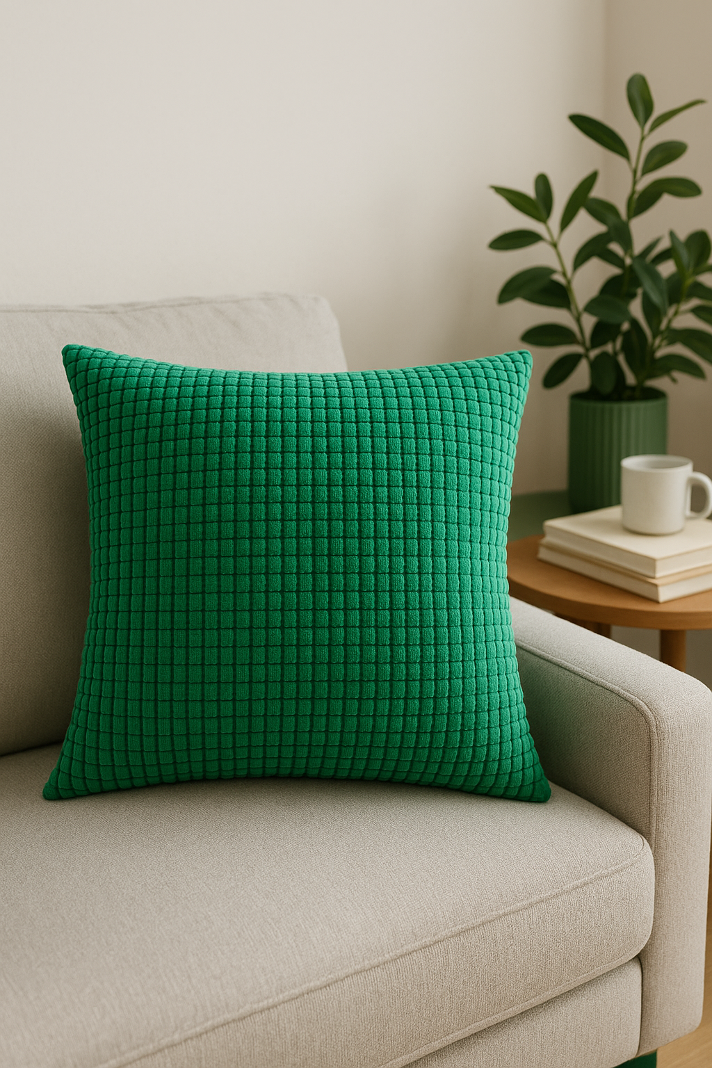 Throw pillow cover in ribbed velvet for decorative sofa bed - view 2