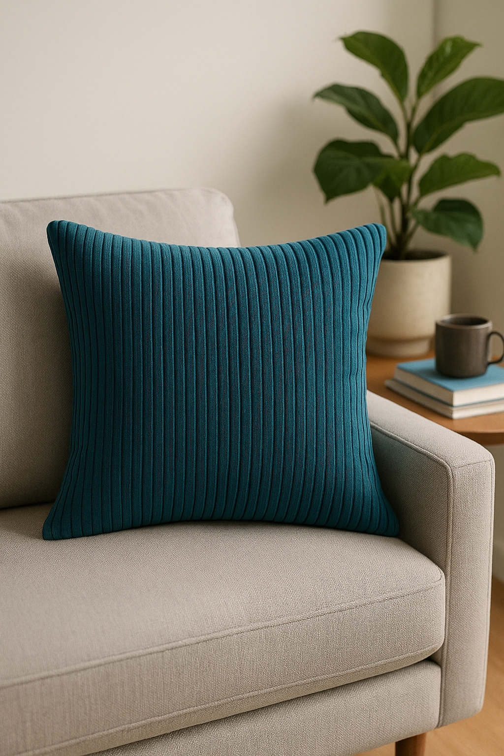 Fine-Stripe Ribbed Velvet Throw Pillow Cover 45-60cm - view 2