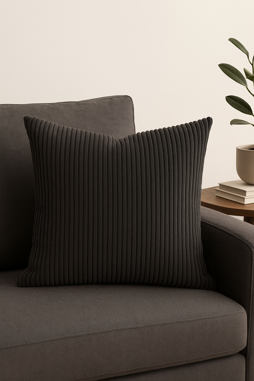Classic and simple striped corduroy throw pillow cover - view 2
