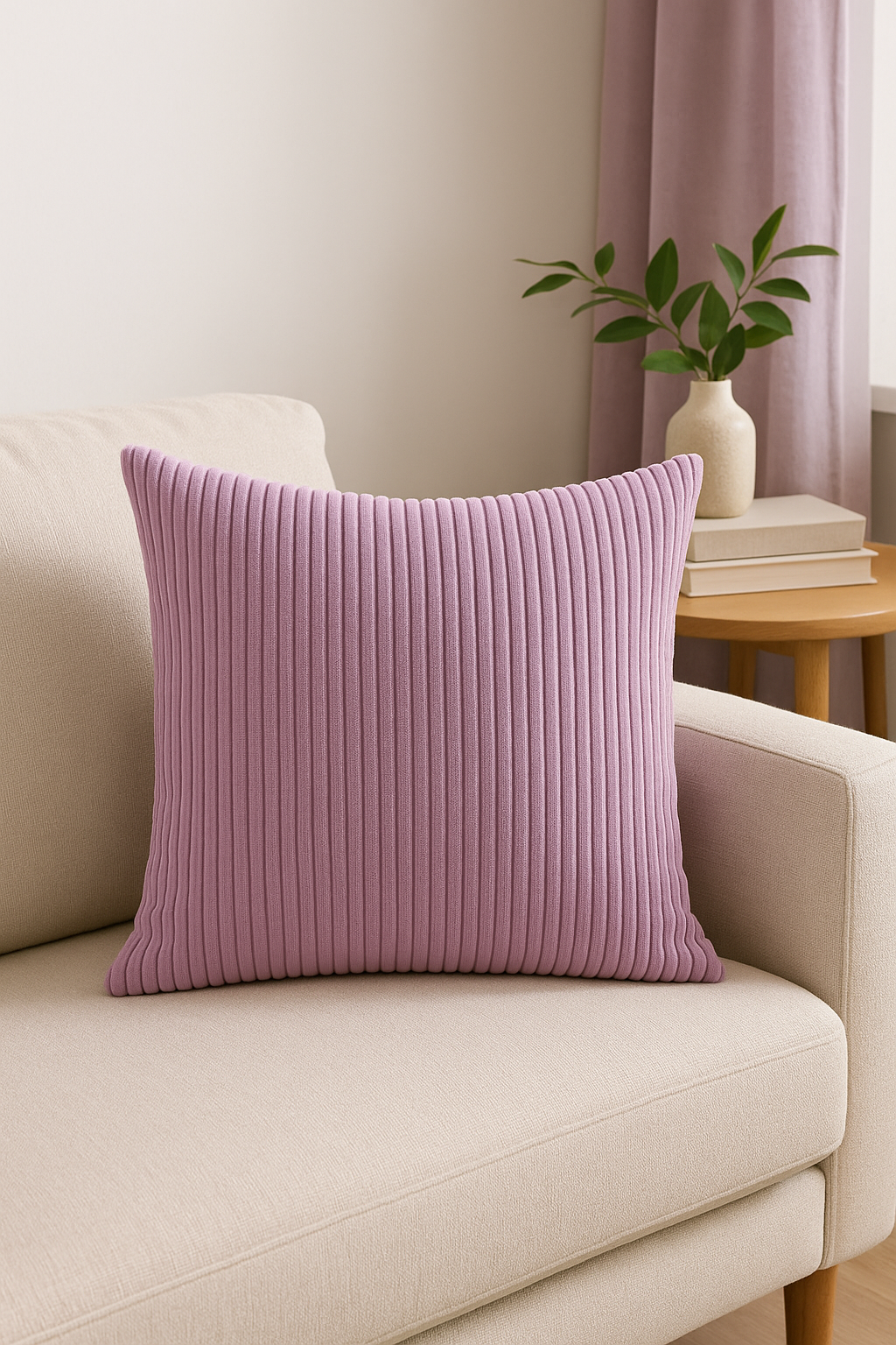 Nordic-Style Striped Ribbed Velvet Throw Pillow Cover - view 2