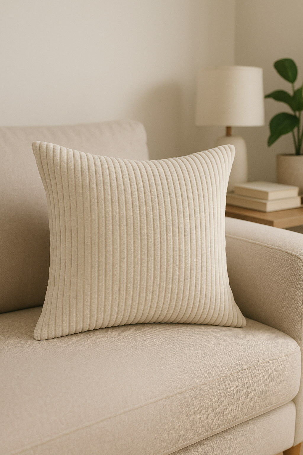 Premium Striped Ribbed Velvet Throw Pillow Cover - view 2