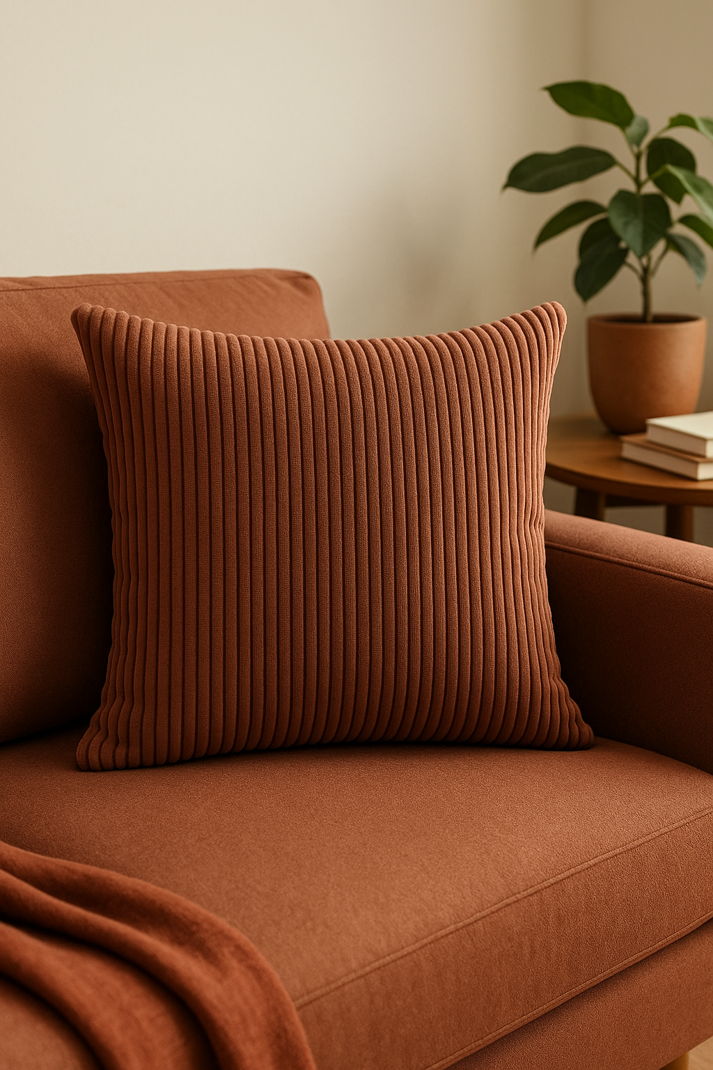 Subtle Striped Ribbed Velvet Throw Pillow Cover - view 2