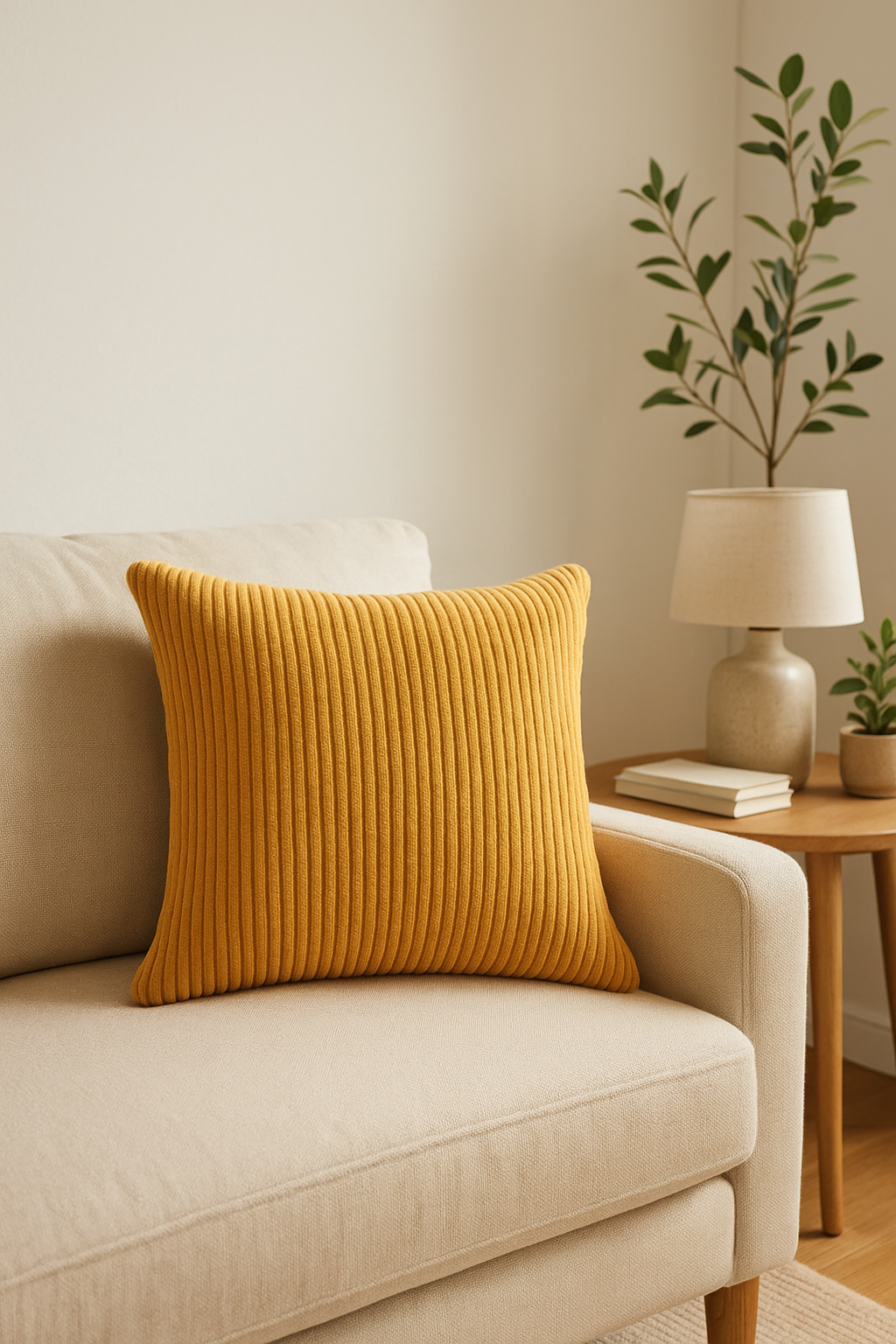 High-End Striped Ribbed Velvet Throw Pillow Cover - view 2