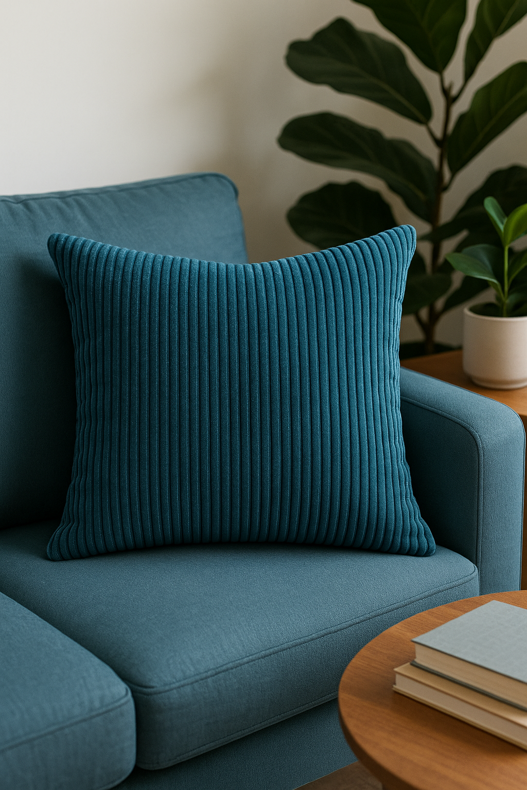 Sophisticated Striped Ribbed Velvet Throw Pillow Cover - view 2
