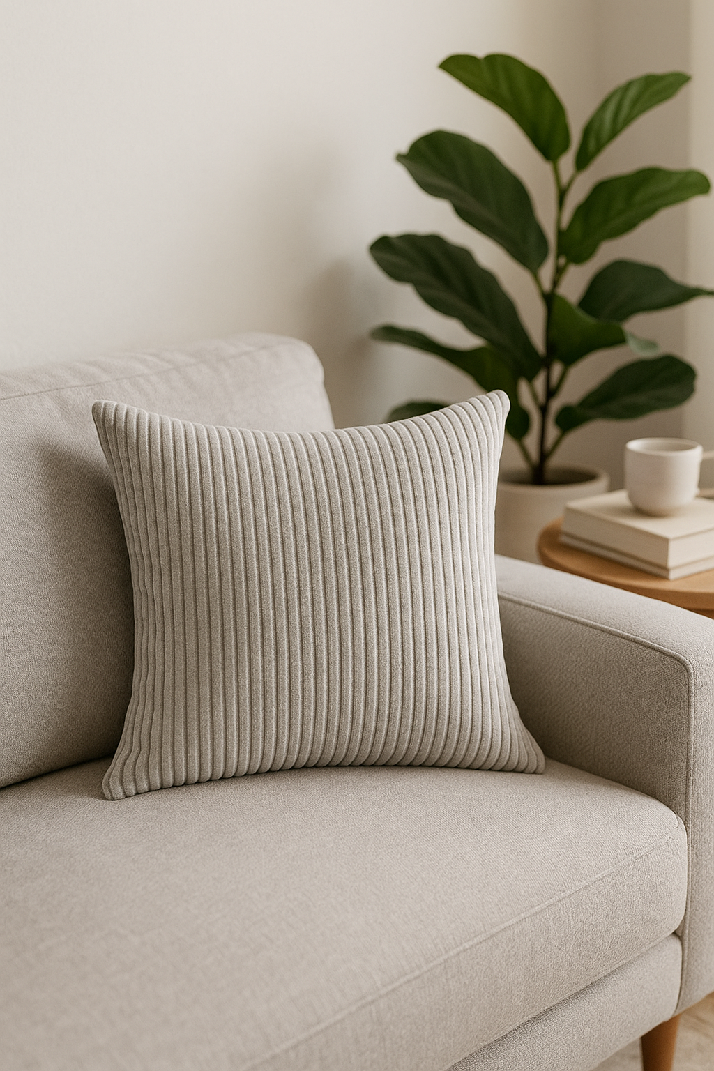 Chic Striped Ribbed Velvet Throw Pillow Cover - view 2
