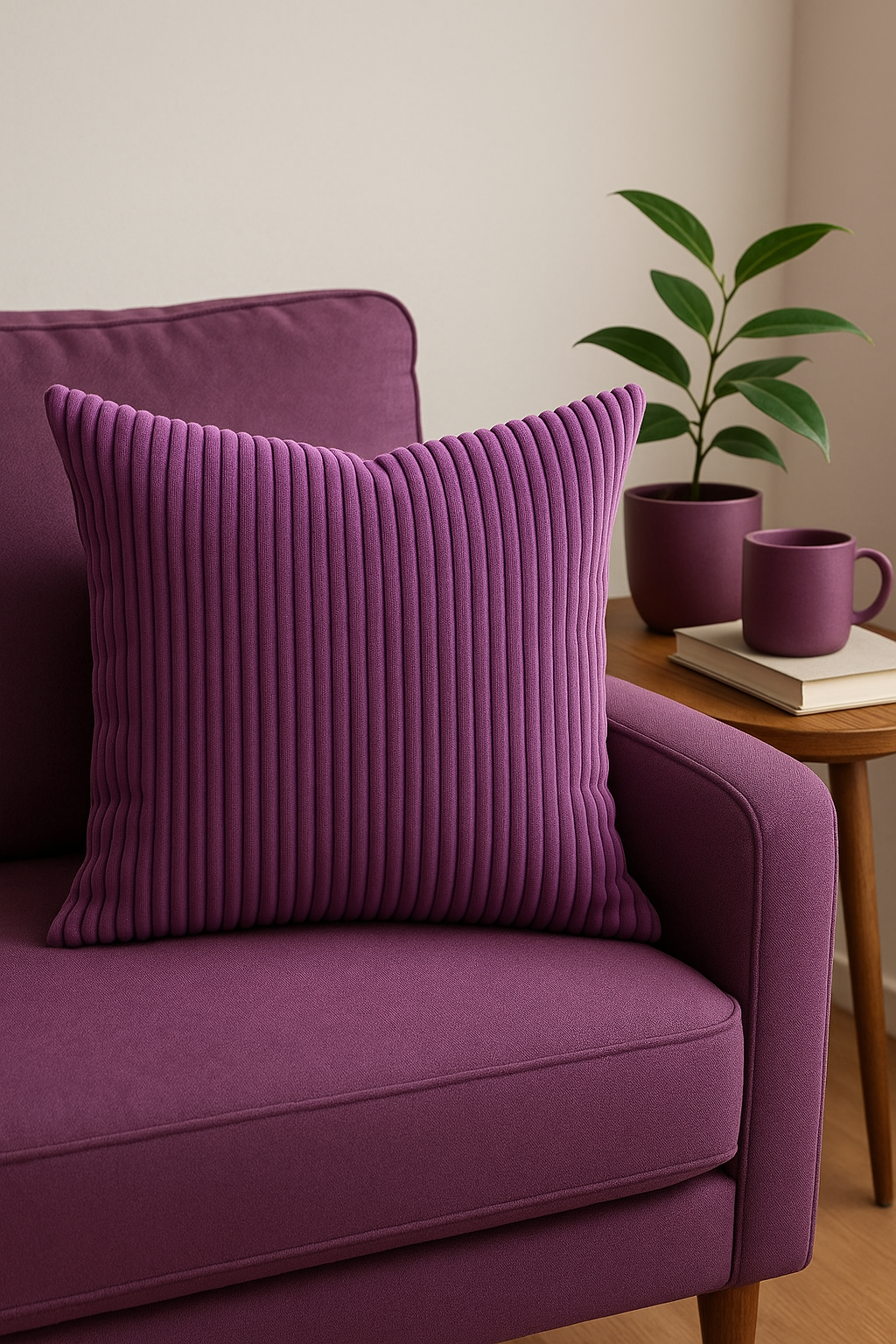 Discreet Stripe Ribbed Velvet Throw Pillow Cover - view 2
