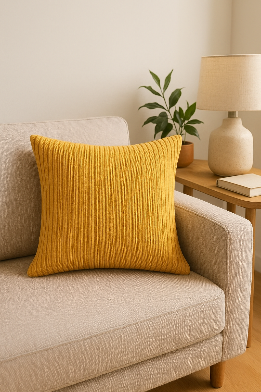 Straped corduroy throw pillow cover for classic decoration - view 2