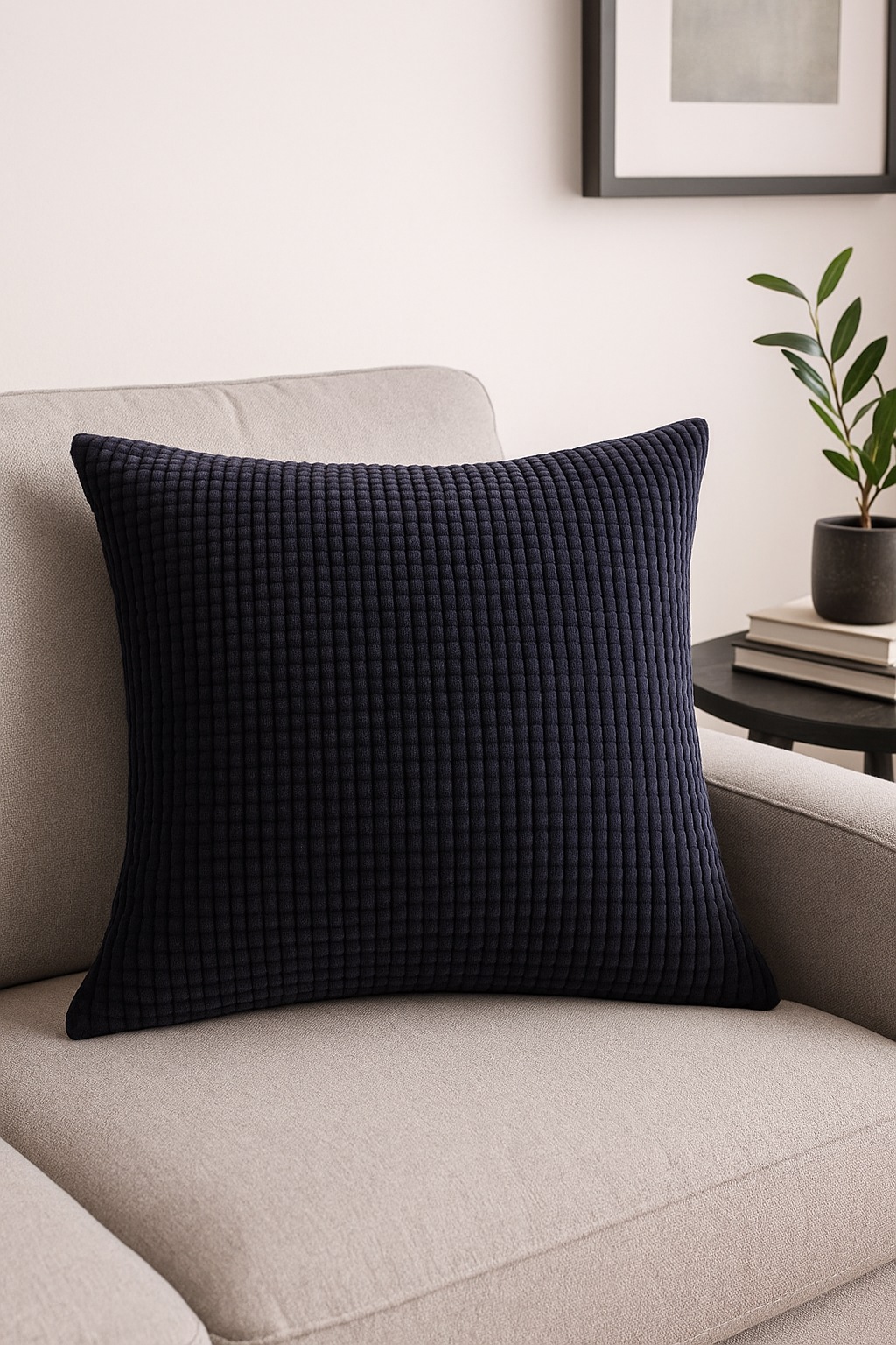 Black Ribbed Velvet Throw Pillow Cover 30x45 35x50 40x60 cm - view 2