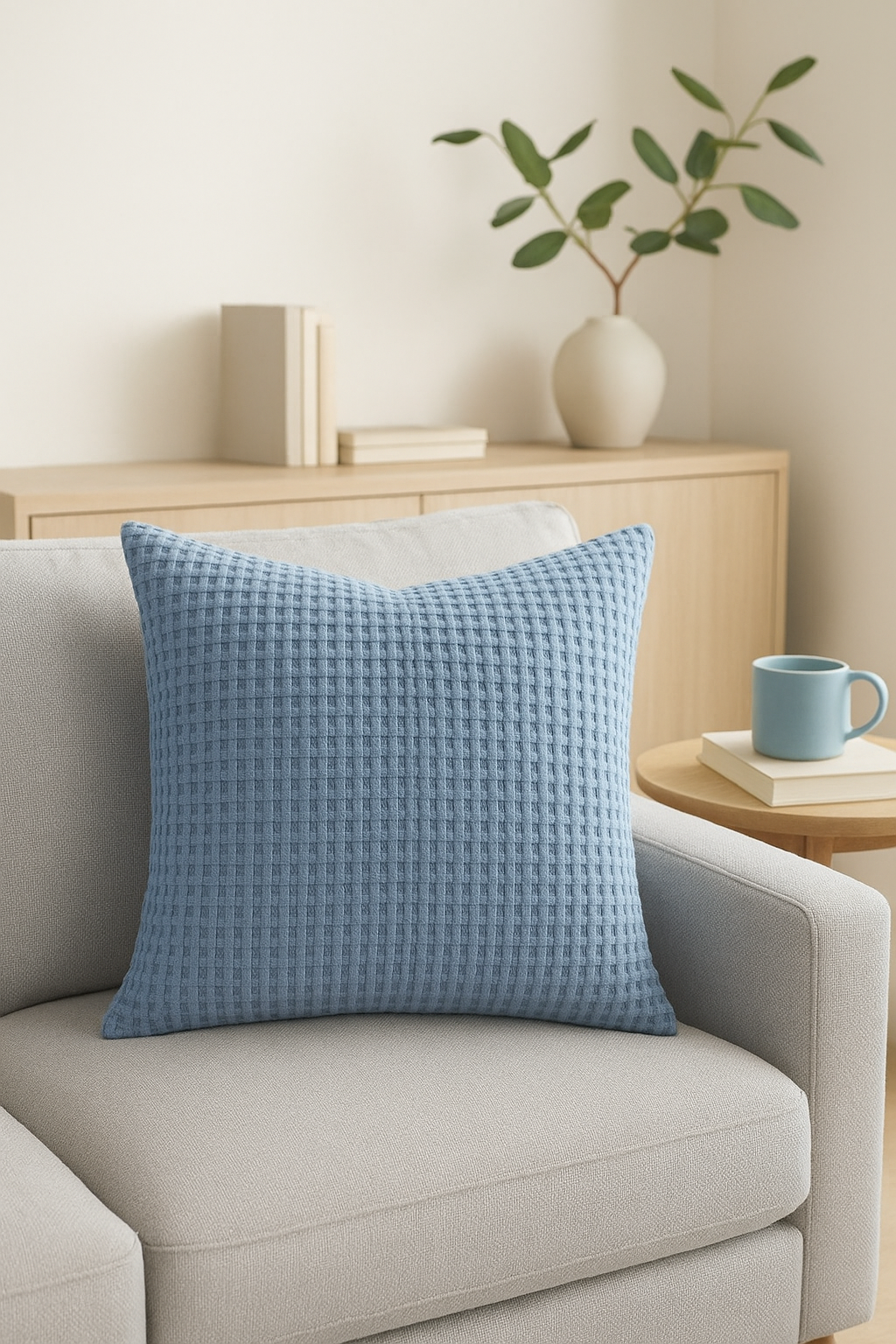 Light Blue Ribbed Velvet Throw Pillow Cover 30x45 35x50 40x60 cm - view 2