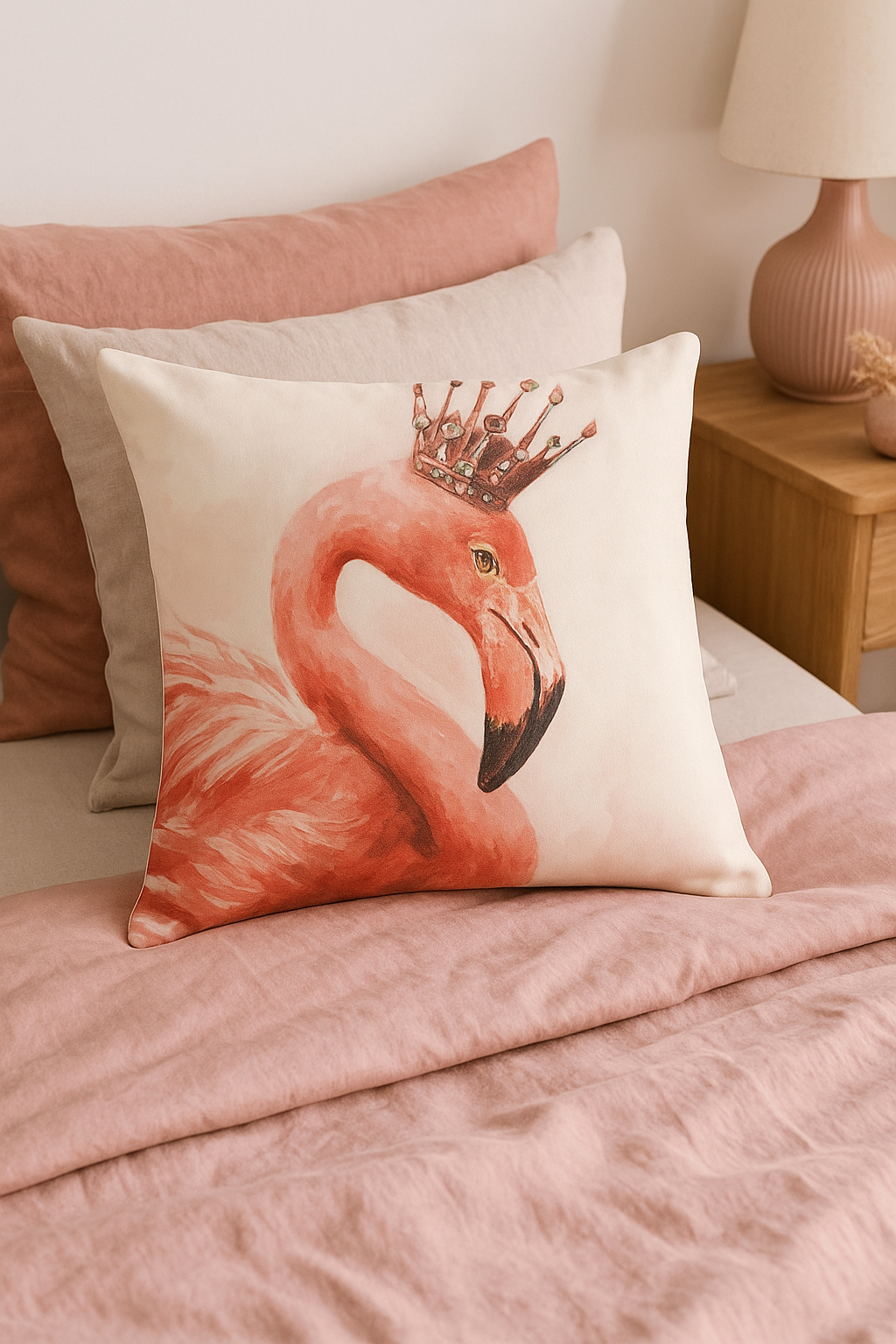 Pink Tropical Flamingo Throw Pillow Cover, 45x45 cm, Decorative Print - view 2