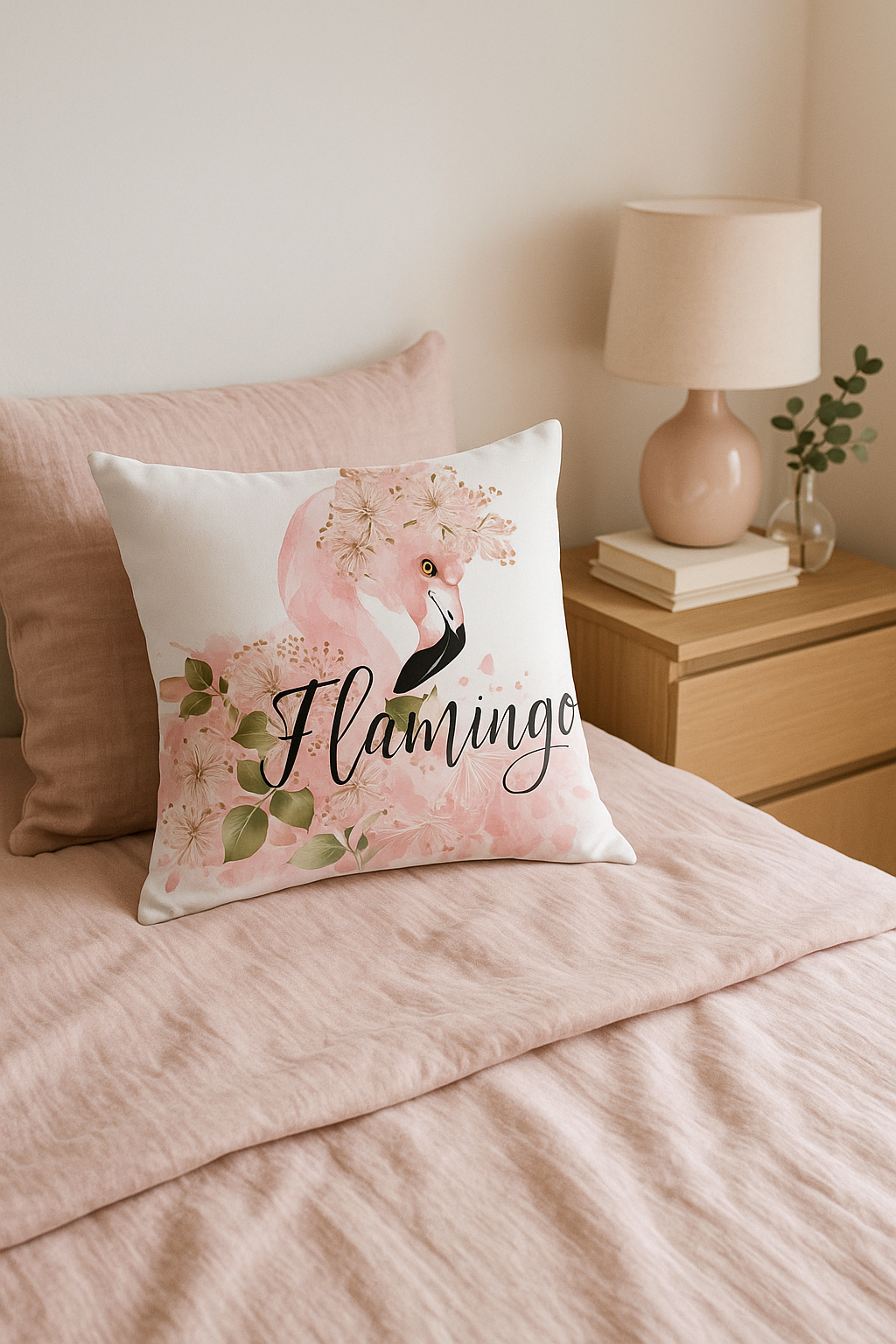 Pink Tropical Flamingo Throw Pillow Cover, 45x45 cm - view 2