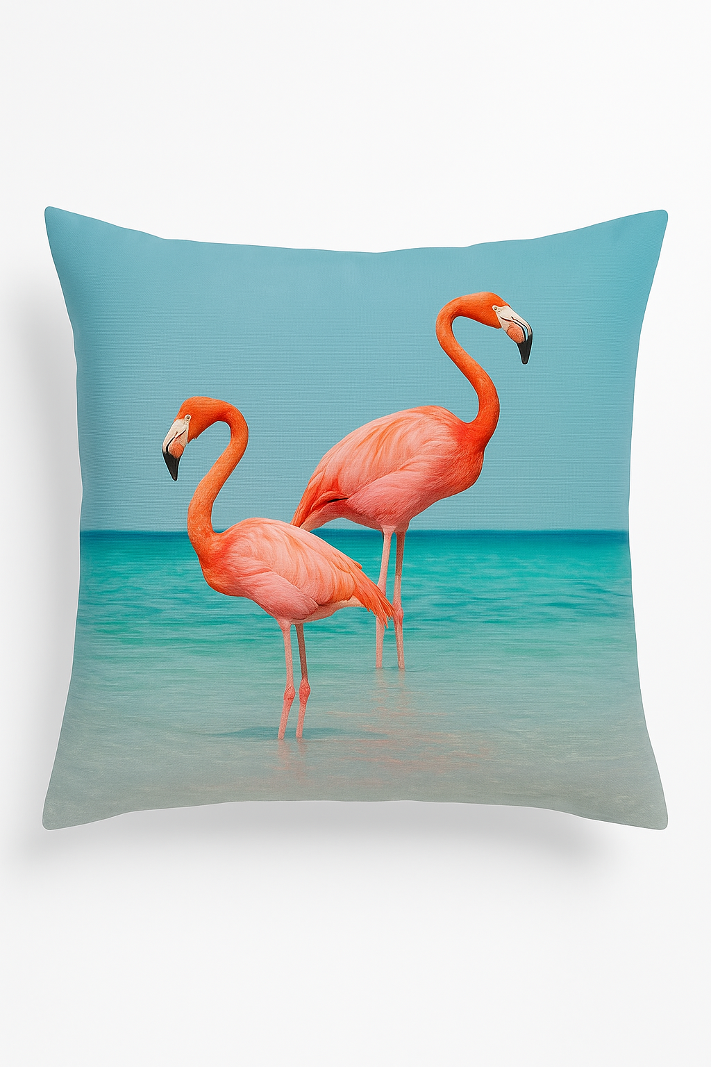 Pink Flamingo Tropical Throw Pillow Cover, 45x45 cm, Seaside Elegance