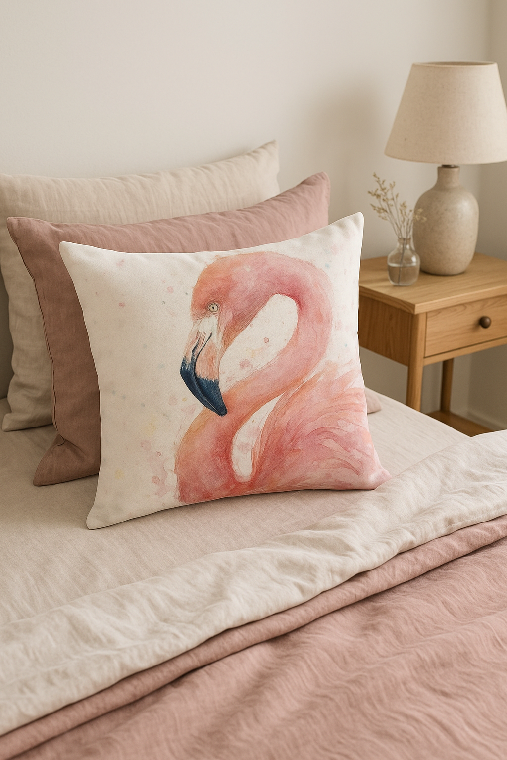 Pink Flamingo Tropical Throw Pillow Cover, 45x45 cm, Exotic Print - view 2