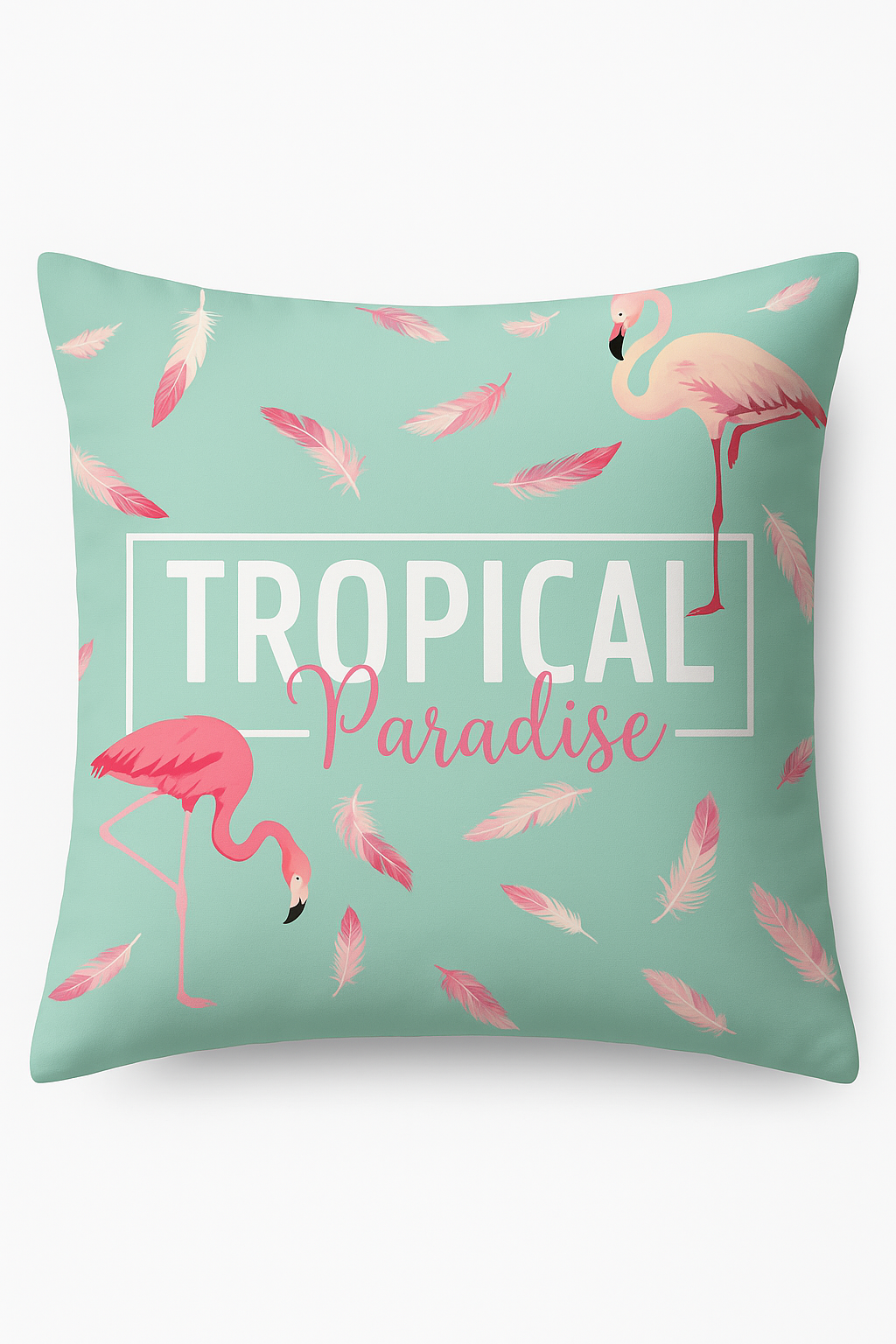 Decorative throw pillow cover pink tropical 45x45 cm for sofa
