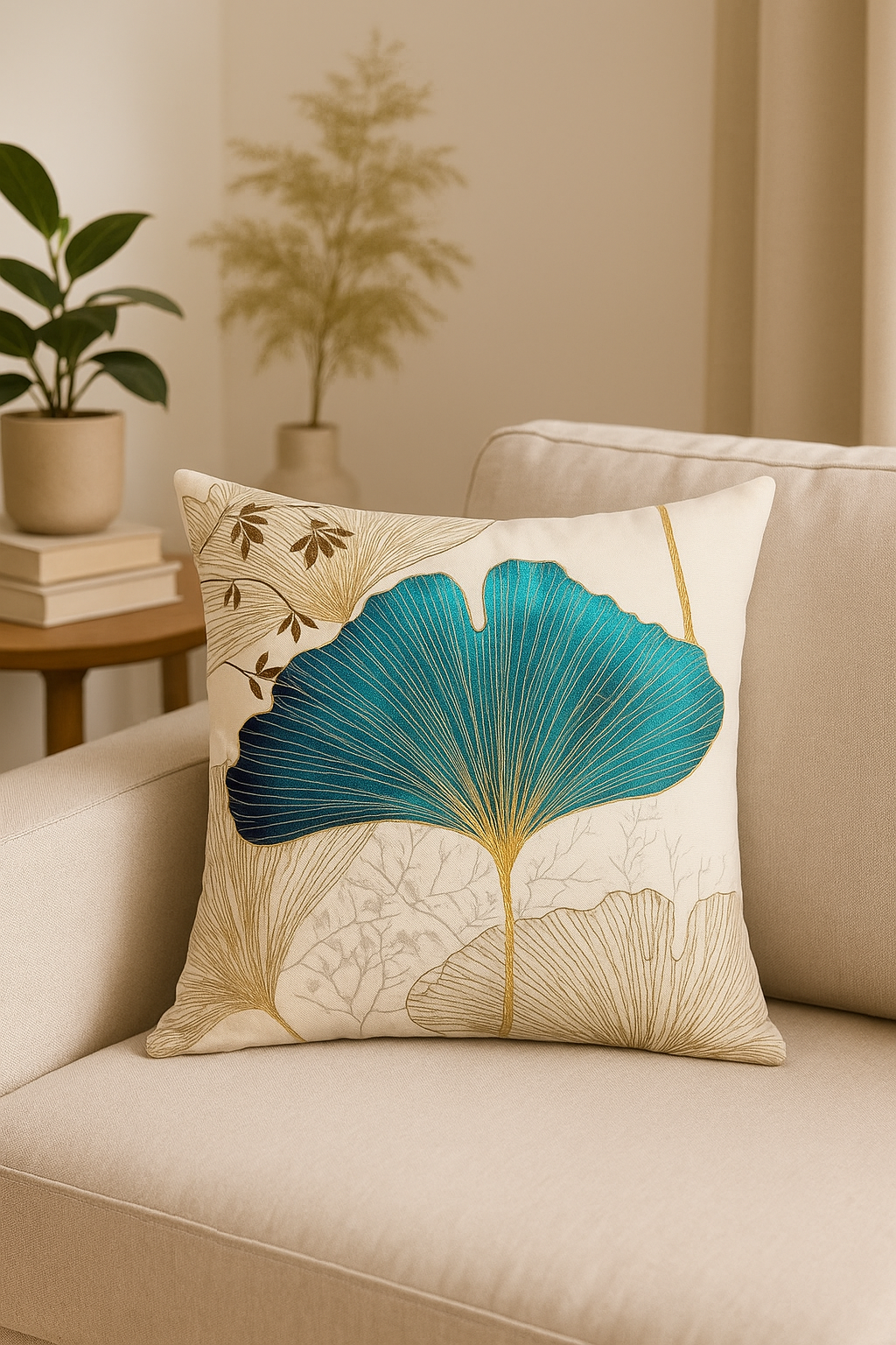 Leaf Ginkgo Floral Throw Pillow Cover for Home Decor - view 2