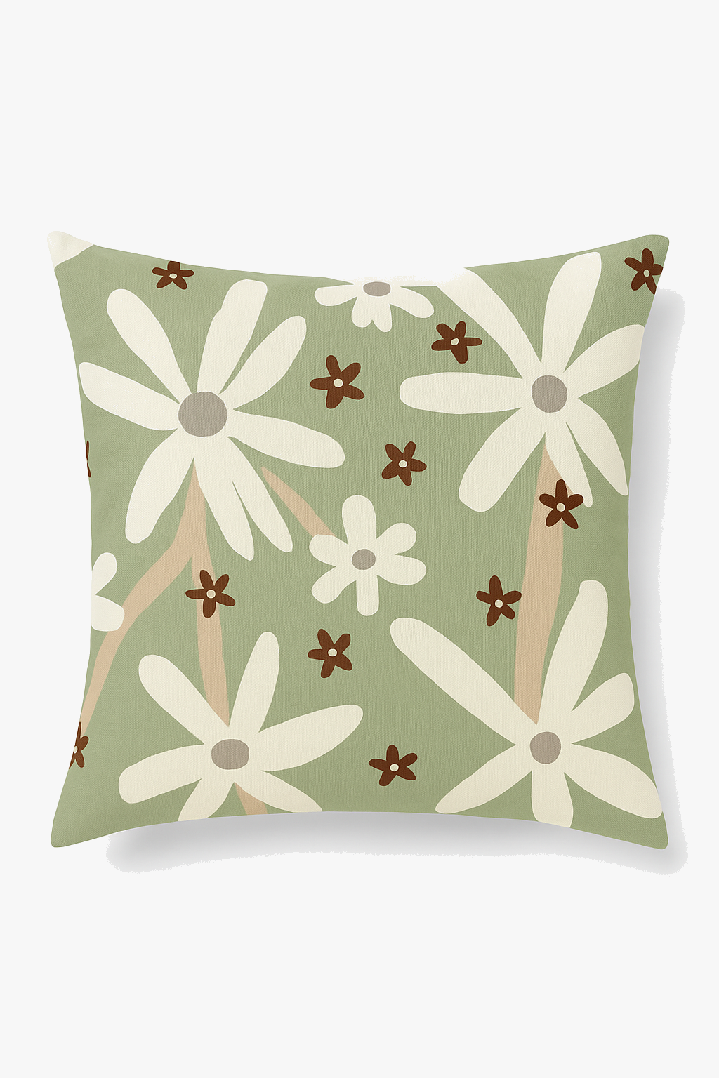 Deep Green Abstract Floral Throw Pillow Cover, One-Side Print