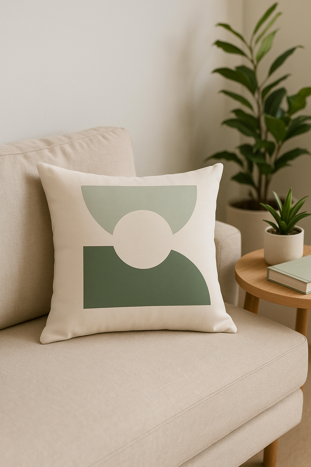 Green Floral Throw Pillow Cover, Sophisticated Abstract Print - view 2