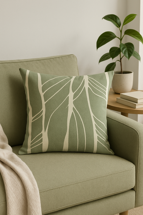 Abstract Floral Throw Pillow Cover with Organic Modern Design - view 2