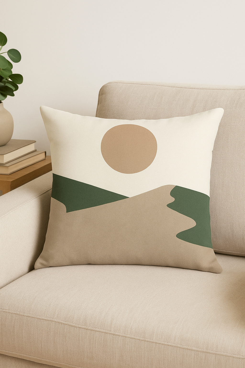 Green Floral Throw Pillow Cover, Abstract Style, One-Side Print - view 2