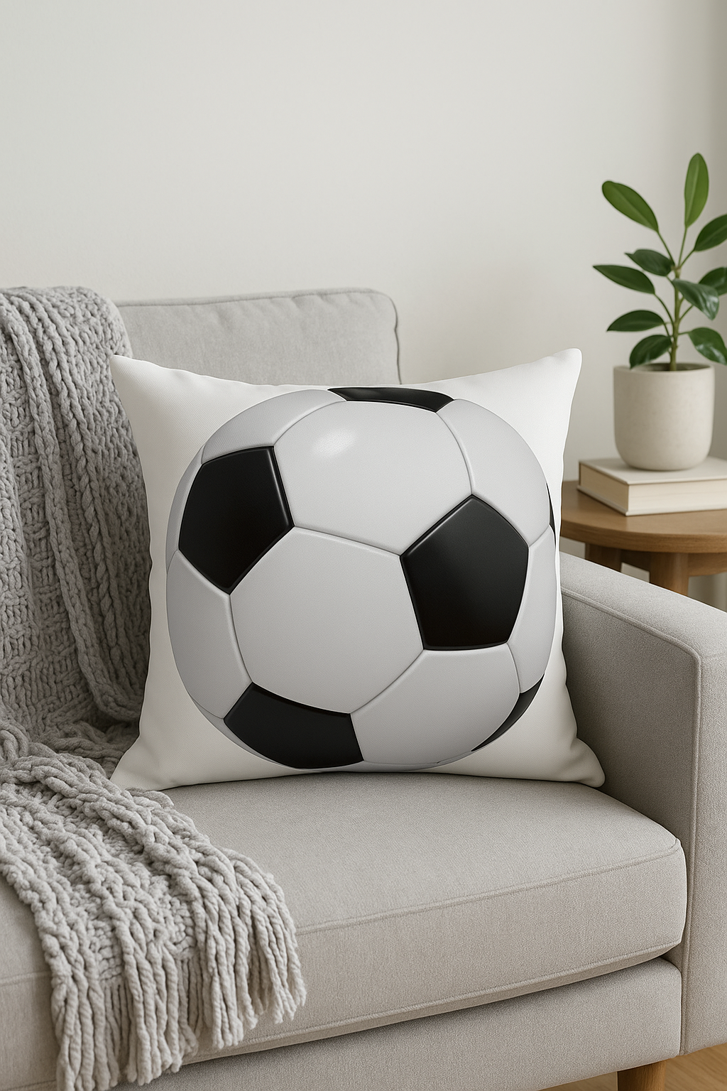 Chic Soccer Throw Pillow Cover for Home Decor - view 2