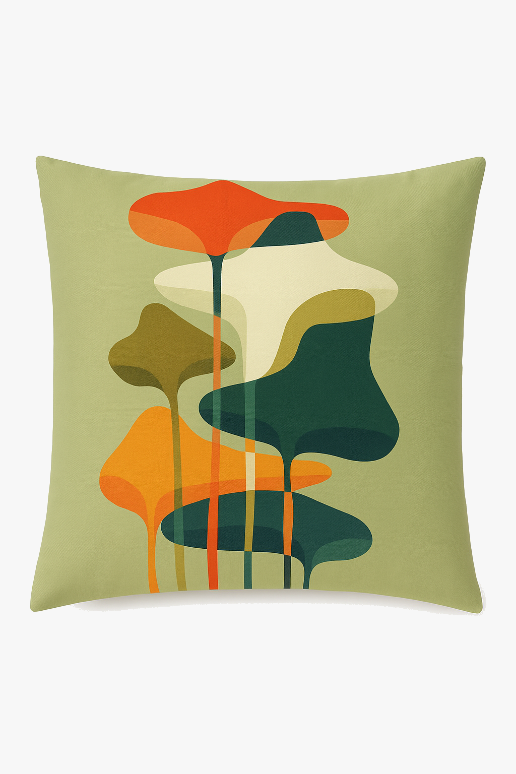 Geometric throw pillow cover with coloured floral patterns