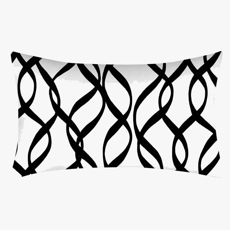 Elegant Black and White Geometric Throw Pillow Cover