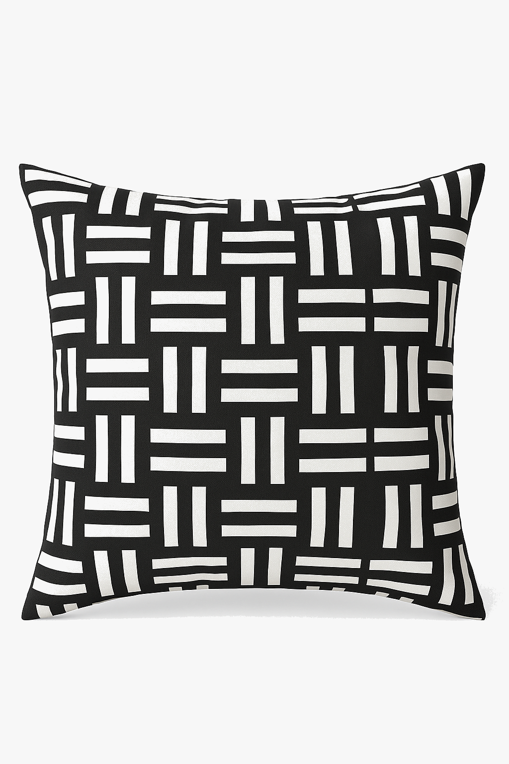 Black and white decorative geometric throw pillow cover with wavy lines
