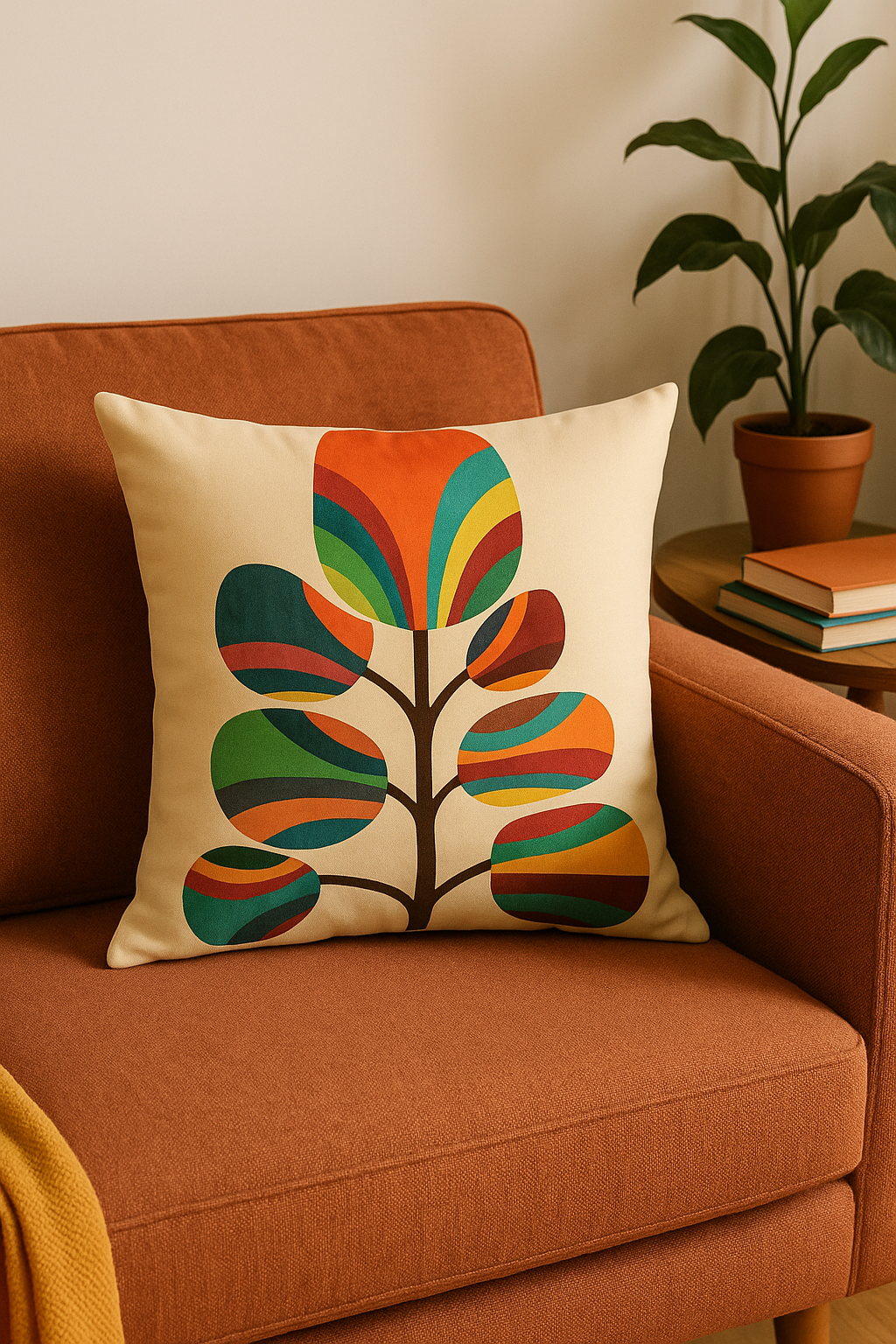 Geometric throw pillow cover with coloured wildflowers - view 2