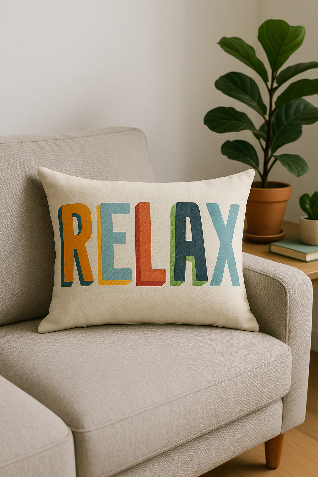 Rainbow geometric throw pillow cover with floral pattern - view 2