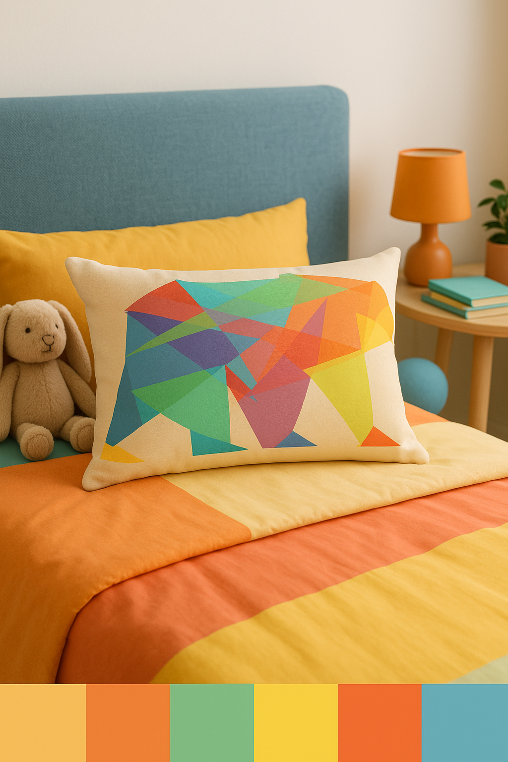 Subtle Botanical Rainbow Geometric Throw Pillow Cover - view 2