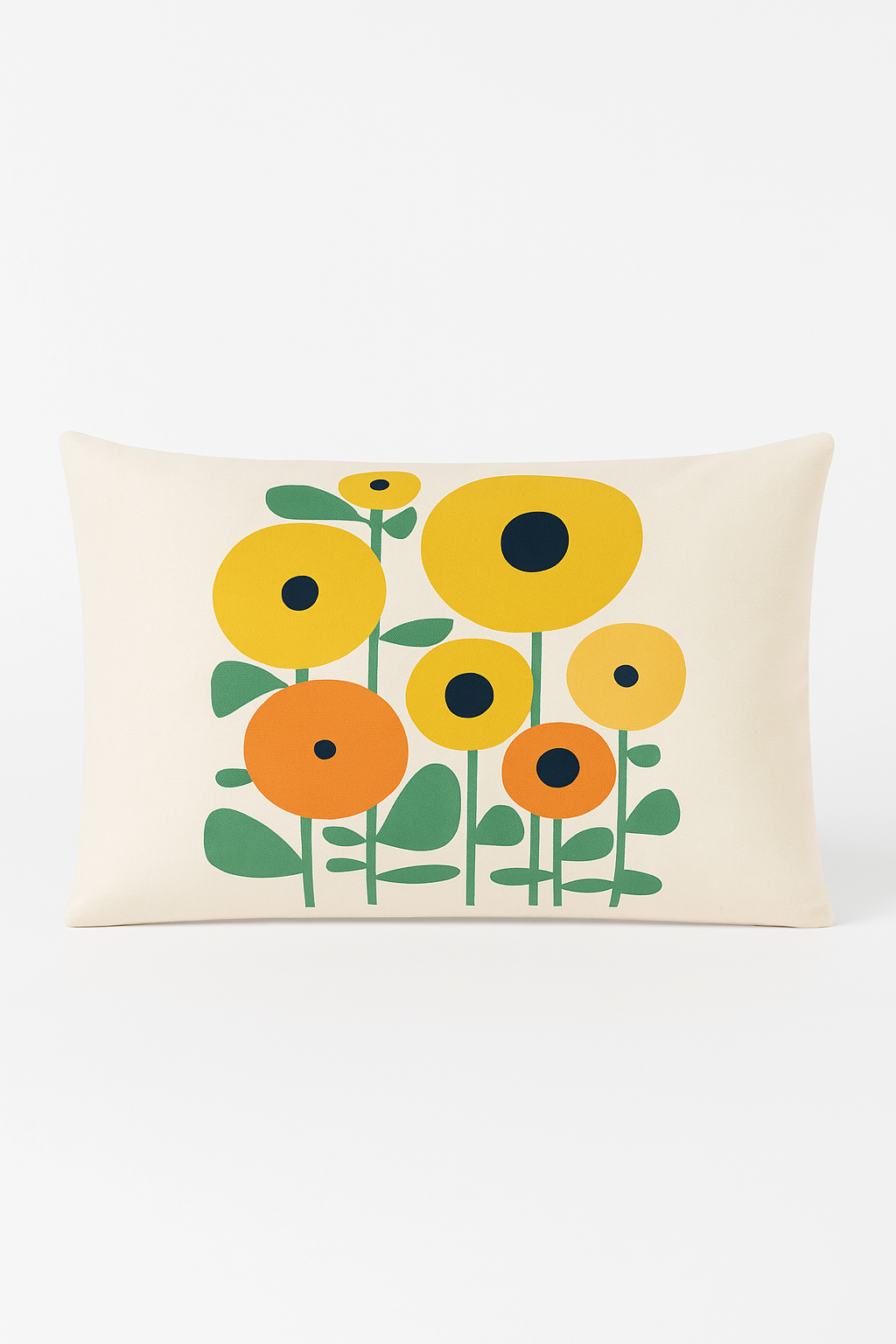 Rainbow and vegetal geometric throw pillow cover