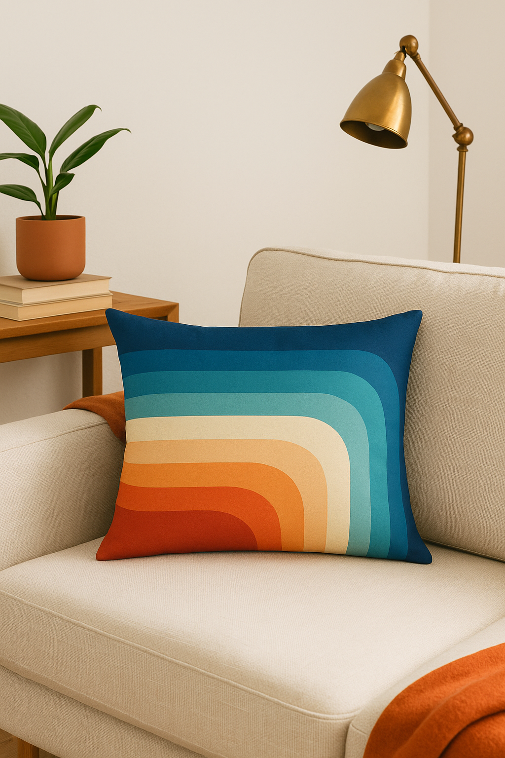 Rainbow geometric throw pillow cover and rectangular vegetal - view 2
