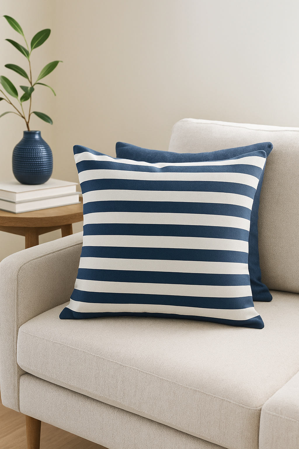Graphic Modern Navy Blue Geometric Throw Pillow Cover - view 2
