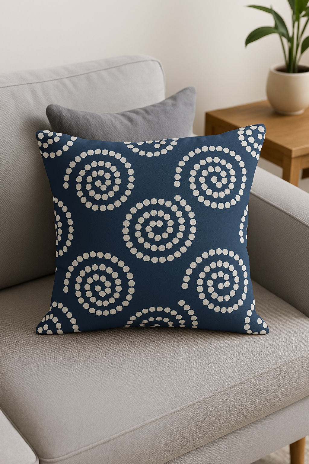 Geometric throw pillow cover navy blue for modern decoration - view 2