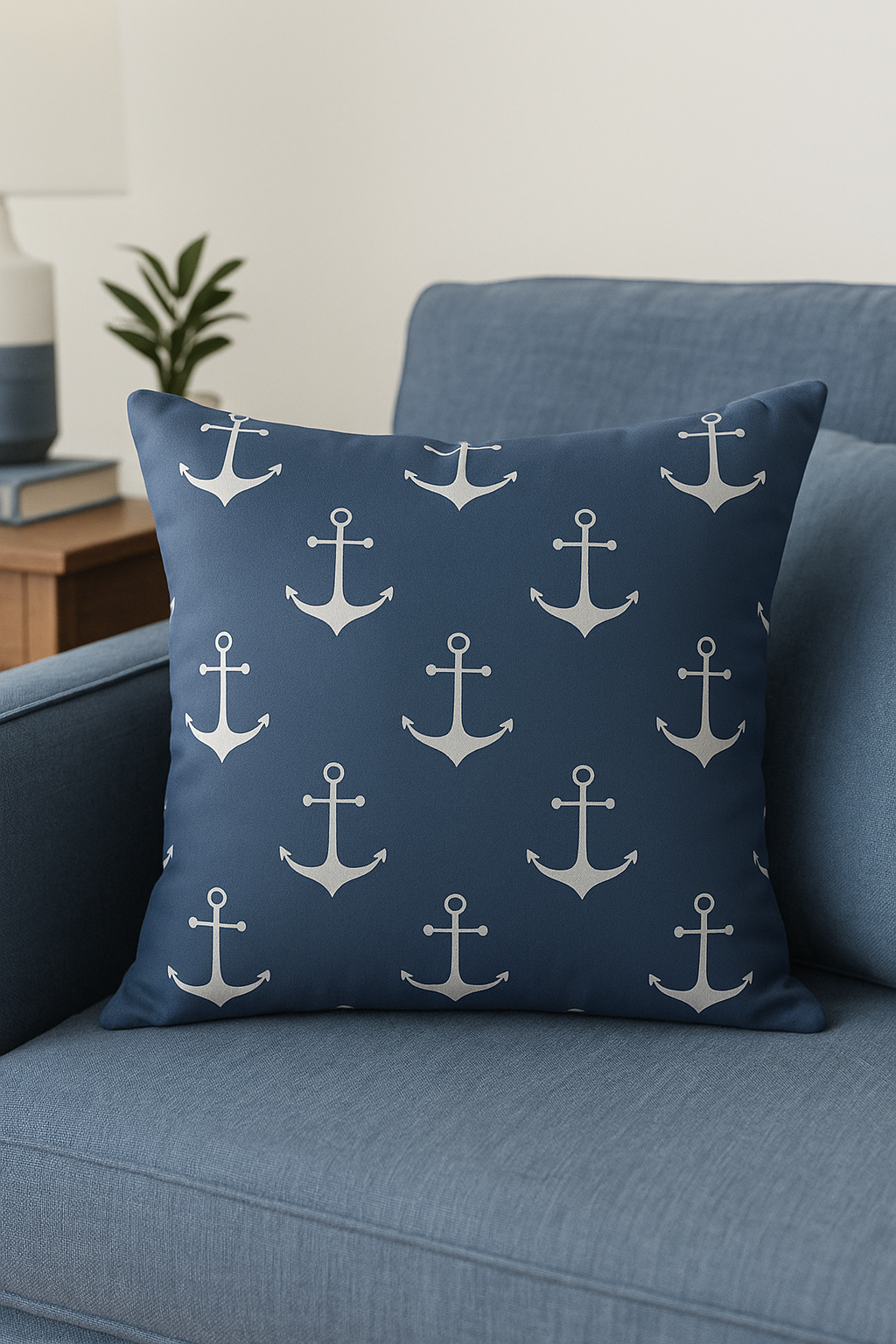 Navy Blue Geometric Nordic Throw Pillow Cover, Design 9 - view 2