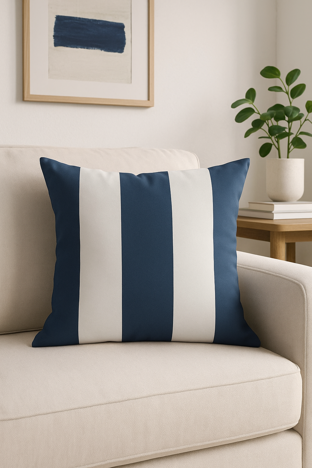 Navy Blue Geometric Nordic Throw Pillow Cover, Design 5 - view 2