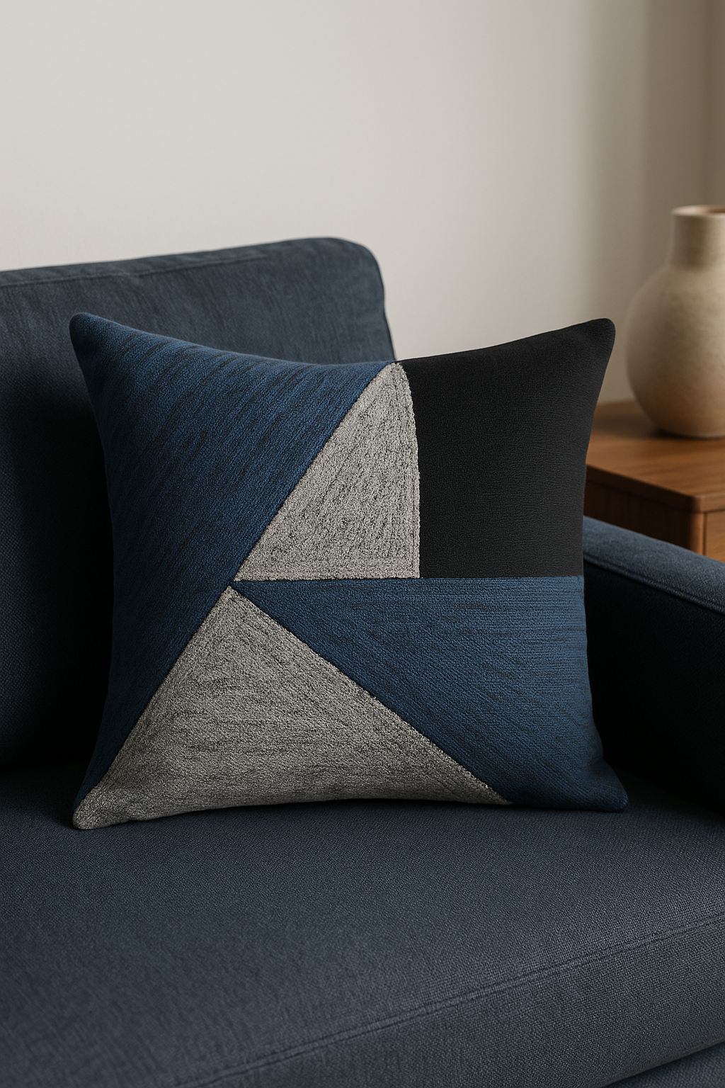 Blue geometric throw pillow cover for interior and auto decoration - view 2