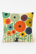 Geometric throw pillow cover abstract wild flowers colored