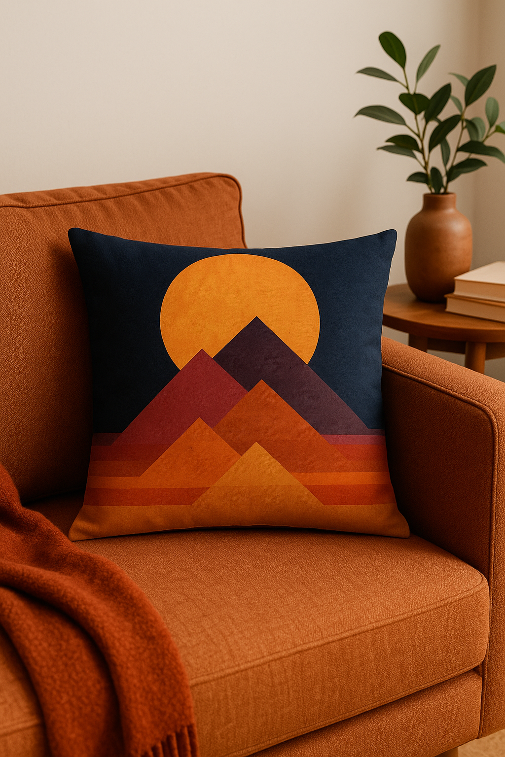 Wildflowers Geometric Throw Pillow Cover in Peach Skin Fabric - view 2