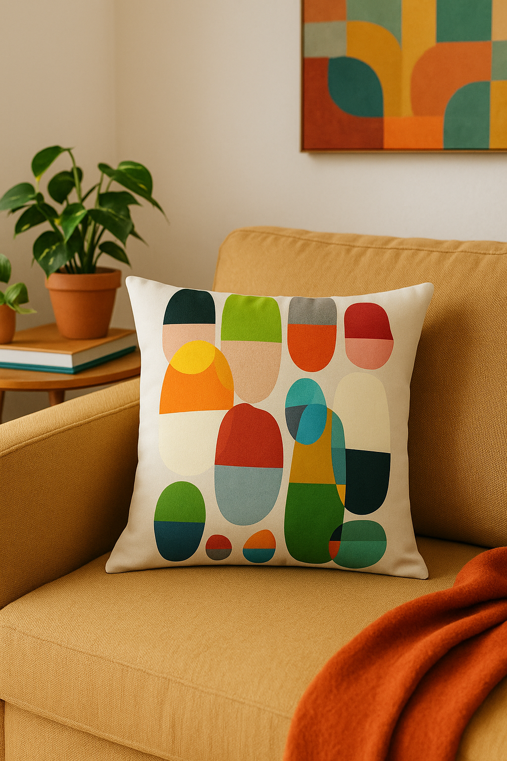 Geometric throw pillow cover wild flowers abstract colored pattern - view 2