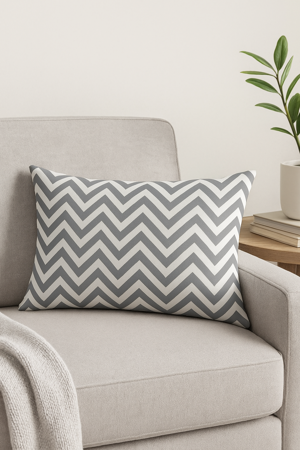 Decorative grey geometric throw pillow cover for living room or bedroom - view 2