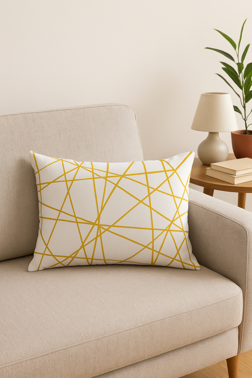 Refined Yellow Geometric Throw Pillow Cover - view 2