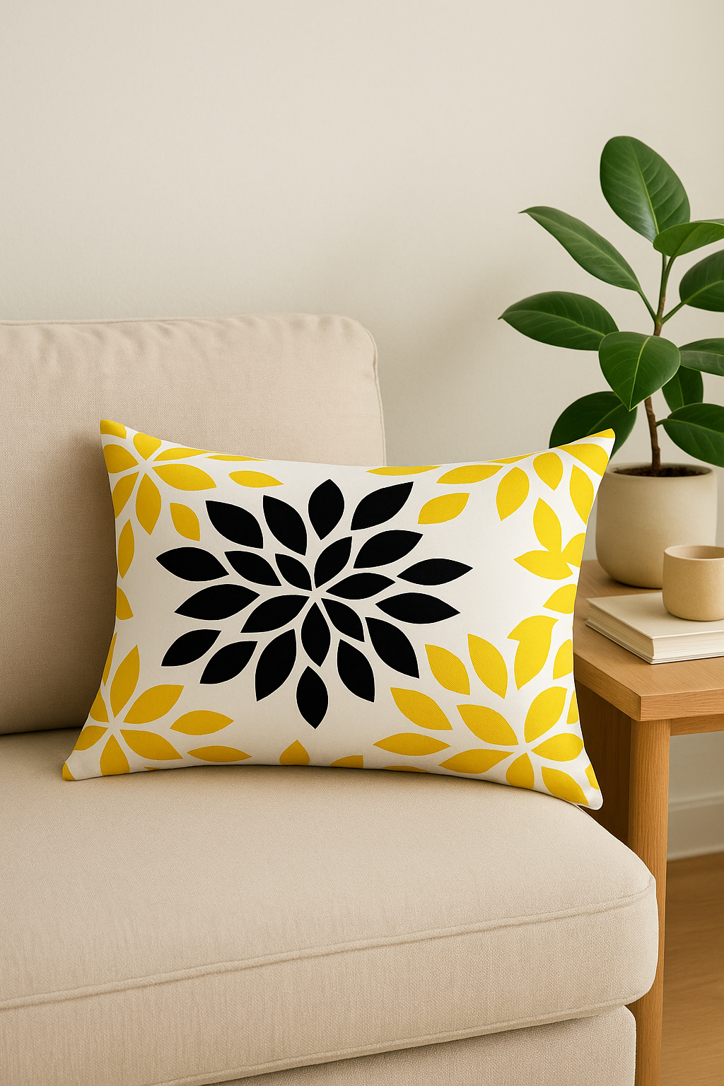 Subtle Yellow Geometric Throw Pillow Cover - view 2