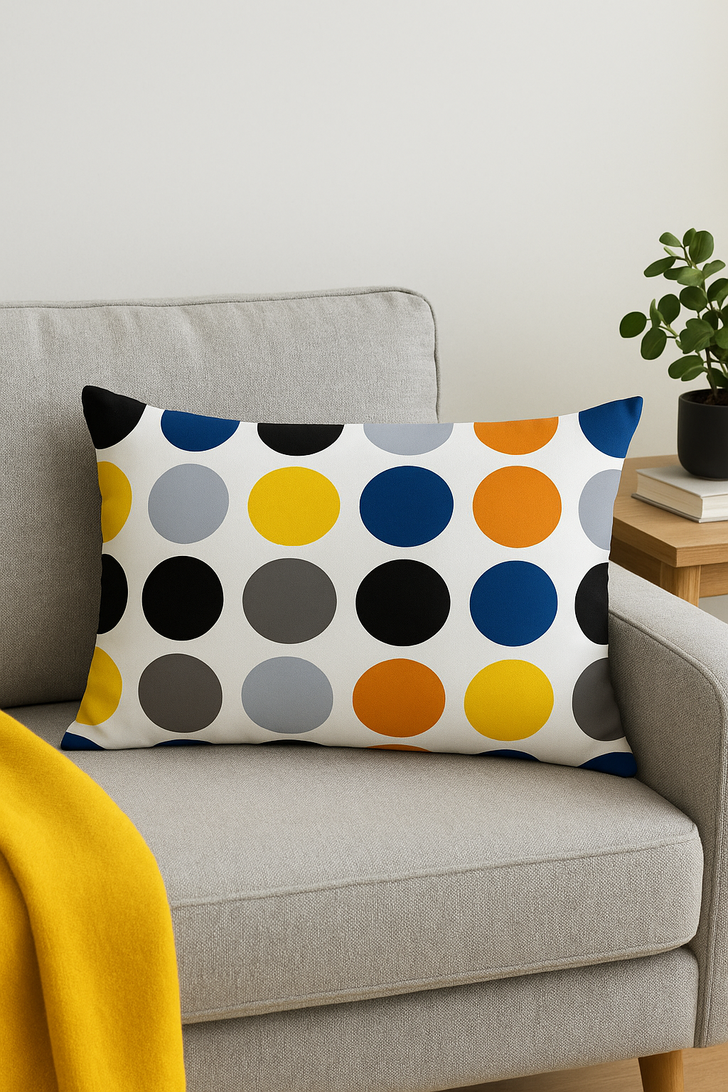 Yellow geometric throw pillow cover for modern decoration - view 2